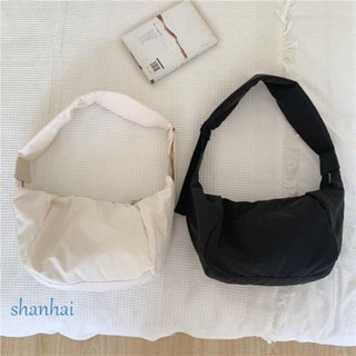 Shanhai กระเป๋าเกี๊ยวลําลอง โพลีเอสเตอร์ ความจุขนาดใหญ่ สีพื้น เรียบง่าย ปรับได้ สําหรับผู้หญิง