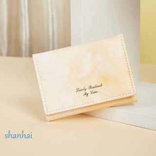 Shanhai กระเป๋าสตางค์ หนัง PU แบบพกพา ใส่บัตรธนาคารได้ แฟชั่นสําหรับสตรี