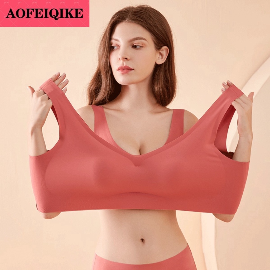 Aofeiqike 3 ชิ้น สปอร์ตบรา ผู้หญิง ไร้รอยต่อ พร้อมแผ่นรอง สะดวกสบาย ไม่มีโครงเหล็ก นอนหลับ ชุดชั้นในดันทรง พลัสไซซ์ M-XXL