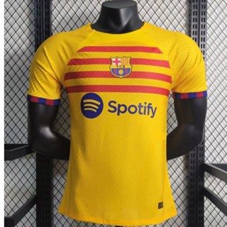 เสื้อกีฬาแขนสั้น ลายทีมฟุตบอล Barcelona Sanke 23-24 คุณภาพสูง ไซซ์ S-2XL