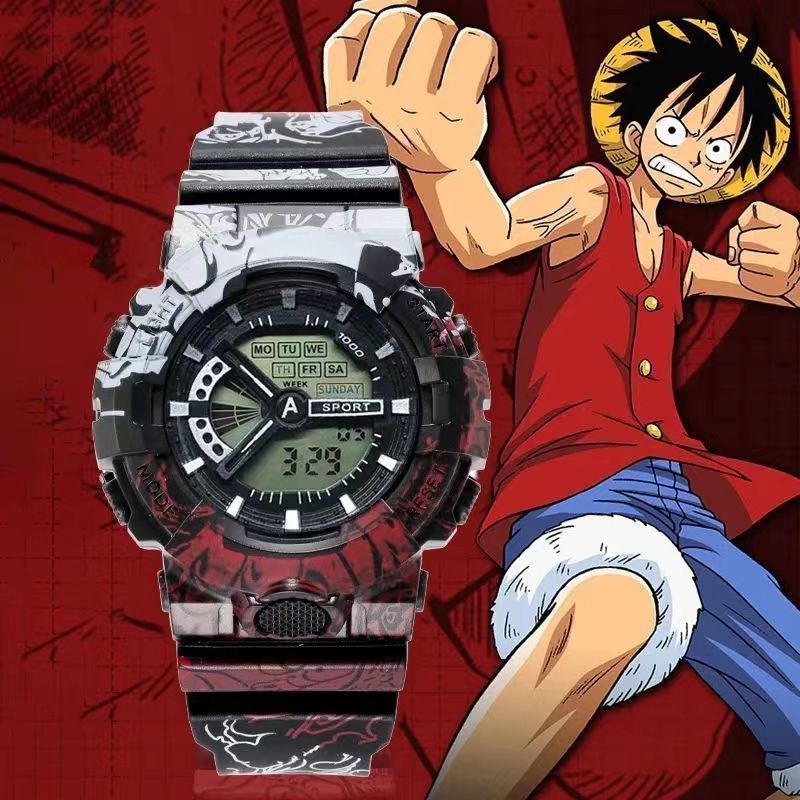 watch One Piece นาฬิกาข้อมือดิจิทัล LED รูปดราก้อนบอล วันพีช กันน้ํา สําหรับผู้ชาย และผู้หญิง