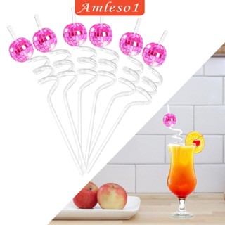 [Amleso1] หลอดดิสโก้บอล แบบกระจก งอได้ สําหรับเต้นรํา งานแต่งงาน วันหยุด 6 ชิ้น