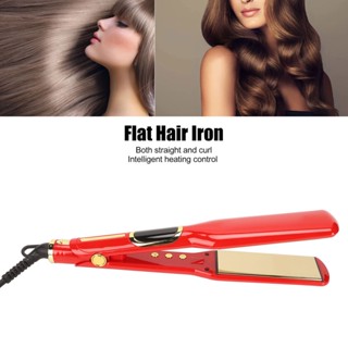 Mother &amp; Baby เครื่องหนีบผมไฟฟ้า Professional Curling Flat Iron Curler สำหรับร้านเสริมสวย M Red EU 100‑240V