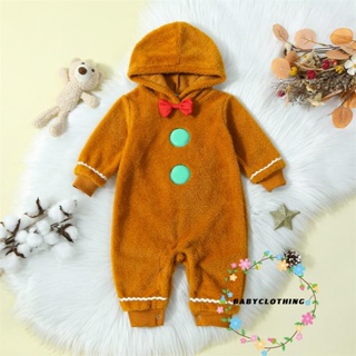 Babyclothes- ชุดจั๊มสูท รอมเปอร์ มีฮู้ด ลายคริสต์มาส ขนมปังขิง น่ารัก สําหรับเด็ก