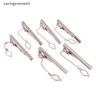 [springevenwell] คลิปหนีบเนคไท สีเงิน สําหรับผู้ชาย 1 ชิ้น