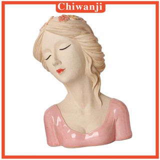 [Chiwanji] กระถางต้นไม้เซรามิค ลายการ์ตูนเด็กผู้หญิง สําหรับตกแต่งบ้าน ห้องนั่งเล่น สวน โต๊ะ ในบ้าน นอกบ้าน