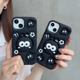 เคสไอโฟน14 pro max เคส iPhone 14 เคสโทรศัพท์มือถือ ซิลิโคนนิ่ม สีดํา 3D พร้อมขาตั้ง สําหรับ iphone 14 pro max 13 pro max 12 pro max 11 เคสไอโฟน11 เคสi15 15 Pro Max case