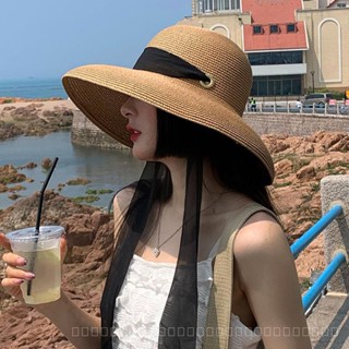 0828YWBH Summer Big Brim French Retro Sun Protection Hepburn Style Sun Hat Beach Foldable All-Matching Hat Female Sun Protection Hat Sun Protection防晒 TR5N