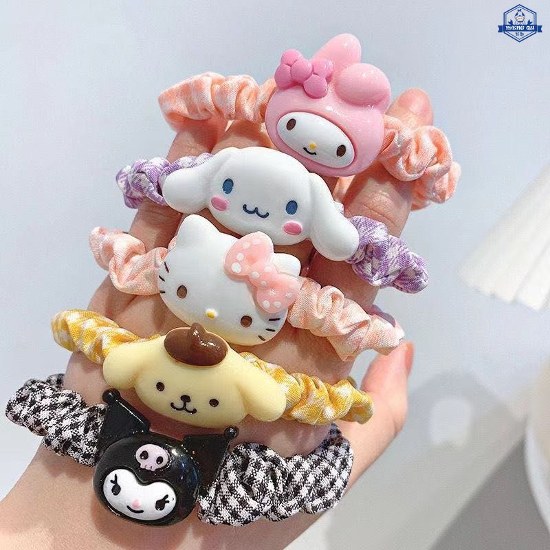 ยางรัดผม แบบหนัง ทรงกลม ลายการ์ตูน Sanrio Cinnamon Roll Kumi Melody สวยงาม
