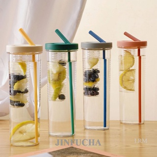 Jinfucha 601-700 มล. ขวดน้ําฟาง พับได้ ปลอด BPA ขวดน้ําผลไม้ ขวดน้ํา Infusion ความจุขนาดใหญ่ ขวดน้ํา พร้อมฟาง