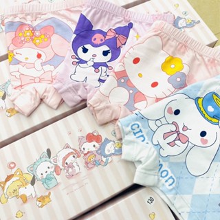 กางเกงชั้นใน ผ้าฝ้าย ลาย Kuromi Sanrio สําหรับเด็กผู้หญิง 4 ชิ้น