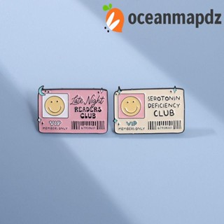 Oceanmapdz หมุดเคลือบตัวอักษร ทรงเรขาคณิต สีชมพู / สีเบจ เครื่องประดับเสื้อผ้า สไตล์เกาหลี หน้ายิ้ม แลคเกอร์ กระเป๋า อุปกรณ์เสริม