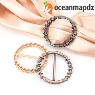 Oceanmapdz หัวเข็มขัดโลหะ ทรงกลม สีเงิน ปรับได้ สําหรับรัดผ้าพันคอ ฮิญาบ เครื่องประดับ