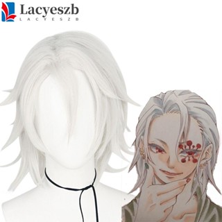 Lacyeszb Uzui Tengen วิกผมคอสเพลย์ วิกผมสั้น ทนความร้อน สีเทา สีเงินธรรมชาติ