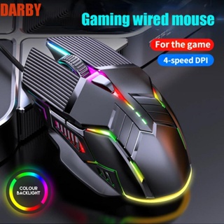 Darby เมาส์เกมมิ่งมีสาย 6 ปุ่ม ออกแบบตามสรีรศาสตร์ เสียงเงียบ 3200 Dpi RGB สําหรับคอมพิวเตอร์ แล็ปท็อป