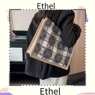 Ethel1 กระเป๋าสะพายไหล่ กระเป๋าช้อปปิ้ง ผ้าแคนวาส อเนกประสงค์ จุของได้เยอะ แฟชั่นสําหรับสตรี