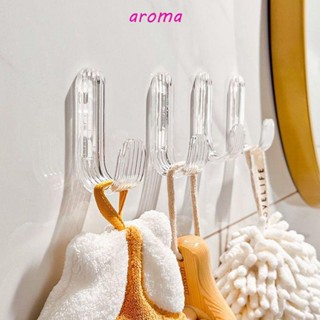 Aroma ตะขออะคริลิคใส ไม่ต้องเจาะ หรูหรา สําหรับแขวนกุญแจ และผ้า 6 ชิ้น