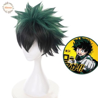 Ahour วิกผมคอสเพลย์ My Hero Academia สีดํา และสีเขียว สําหรับผู้หญิง