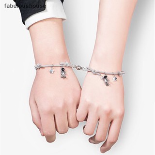 [fabuloushouse] สร้อยข้อมือเชือกถัก แม่เหล็ก สองชั้น ลายนักบินอวกาศ โรแมนติก โรแมนติก สําหรับผู้หญิง และผู้ชาย 2 ชิ้น พร้อมส่ง