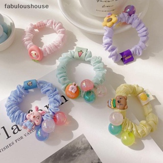 [fabuloushouse] ยางรัดผมหางม้า ยืดหยุ่น ลายดอกไม้น่ารัก สีแคนดี้ อุปกรณ์เสริม สําหรับเด็กผู้หญิง พร้อมส่ง