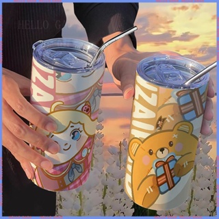 [Animation Peripheral 🥤Limited Cup] กระติกน้ําร้อน สเตนเลส ลายการ์ตูนหมี แบบพกพา พร้อมหลอดดูด คุณภาพสูง สําหรับผู้หญิง และผู้ชาย