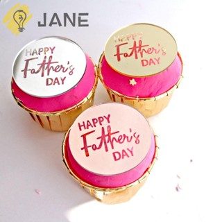 Jane ท็อปเปอร์อะคริลิค สีโรสโกลด์ สีเงิน สําหรับตกแต่งเค้ก วันพ่อ 5 ชิ้น ต่อแพ็ค