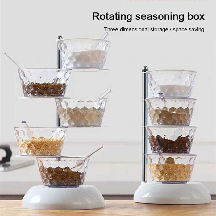 WHOLESALE - 5 TIER CRYSTAL Spice Rack ภาชนะเครื่องเทศแบบหมุนได้