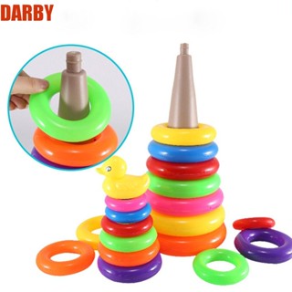 Darby ของเล่นห่วงทาวเวอร์ พลาสติกนิ่ม รูปเป็ดสีเหลือง หลายสี เสริมพัฒนาการเด็ก