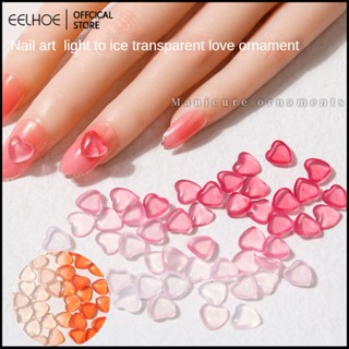 100pcs Nail Art เปลี่ยนรูปหัวใจตกแต่งเล็บเปลี่ยนสี Rhinestone อัญมณีเรซิ่นหัวใจอะไหล่-eelhoe