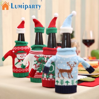 Lumiparty ที่ครอบขวดไวน์ แบบถัก สําหรับคริสต์มาส งานแต่งงาน วันเกิด โต๊ะทานอาหาร