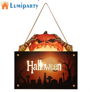 Lumiparty จี้ป้ายบ้านไม้ฮาโลวีน พร้อมไฟ Led สําหรับตกแต่งผนัง สวน ระเบียง ระเบียง