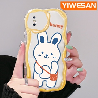 สําหรับ iPhone X Xs Xr Xs Max เคสการ์ตูนกระต่ายน้อยน่ารัก สีขาว ขอบคลื่น เนื้อครีม เคสโทรศัพท์ กันกระแทก ซิลิโคนใส เคส