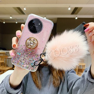 พร้อมส่ง เคสโทรศัพท์มือถือนิ่ม แบบใส ลายดาวอวกาศ พร้อมแหวนขาตั้ง ประดับพลอยเทียม และสายคล้อง สําหรับ Realme11 NFC RealmeC51 Realme 11 NFC C51 4G 5G