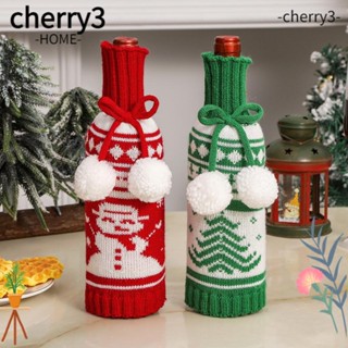 Cherry3 ที่ครอบขวดไวน์ รูปเกล็ดหิมะ แบบถัก สําหรับตกแต่งต้นคริสต์มาส