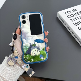 เคสโทรศัพท์มือถือแบบนิ่ม TPU ใส ลายการ์ตูนโตโตโร่ คลื่น พร้อมสายคล้อง สําหรับ OPPO Find N2