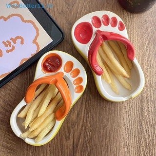 Better Lovely Flip Flops Ketchup จานเซรามิค สําหรับใส่ขนมขบเคี้ยว ซอสมะเขือเทศ ซอสถั่วเหลือง ขนาดเล็ก แบบพกพา