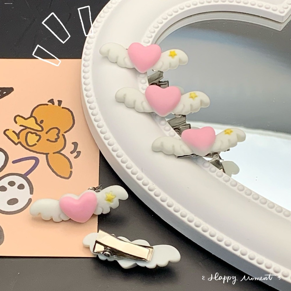 กิ๊บติดผม รูปปีกนางฟ้า Y2k ลายการ์ตูนปีกหัวใจน่ารัก สีชมพูหวาน สไตล์เกาหลี เครื่องประดับ สําหรับผู้หญิง