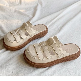 Hwshoes รองเท้าแตะมัฟฟิน แบบครึ่งเท้า สไตล์เกาหลี สําหรับผู้หญิง