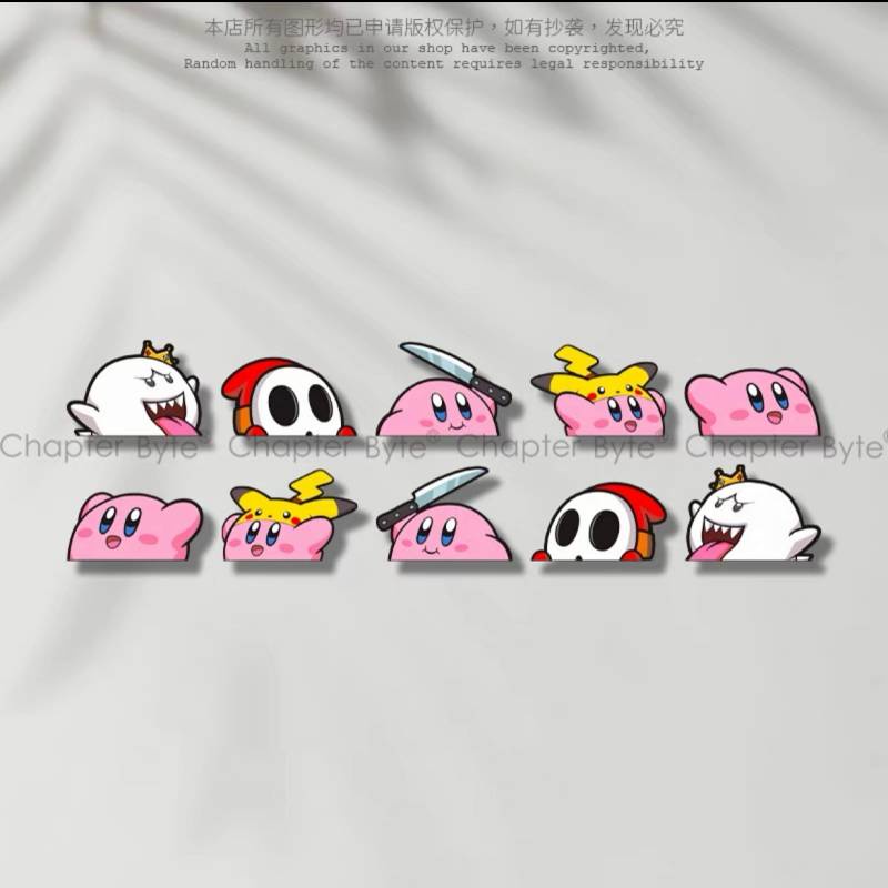 Automobile Sticker Bumper Stickers Paper Kirby Mario Personality Creative Cartoon Cute Bumper Stickers Electric Motorcycle Decoration WWwP