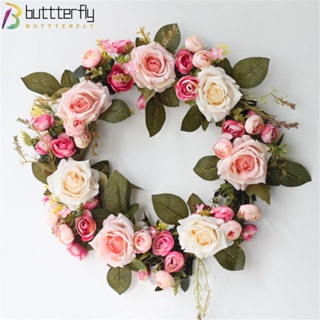 Buttterfly พวงหรีดดอกไม้ประดิษฐ์ สําหรับแขวนตกแต่งประตู ปาร์ตี้