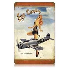 P-47 Thunderbolt Pinup Girl Vintage Metal Sign 7.8x11.8 inches