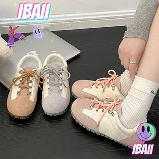 IBAII.  Ins สไตล์ร้อนสบายๆรองเท้าผ้าใบพื้นหนาเรียบง่ายรองเท้าผ้าใบน้ำหนักเบาย้อนยุค