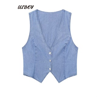 Uibey เสื้อกั๊กแฟชั่น คอวี ด้านหลัง อเนกประสงค์ 8949