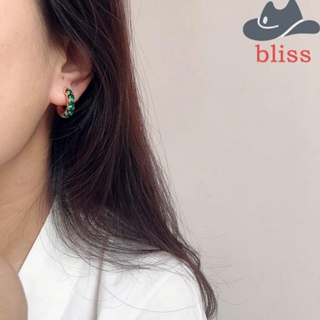 Bliss ต่างหูห่วง ประดับเพทาย พลอยเทียม เรียบง่าย แฟชั่นสไตล์เกาหลี สําหรับผู้หญิง