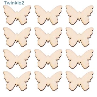 Twinkle คัตเอาท์ไม้เปล่า รูปผีเสื้อ ขนาดเล็ก 35x26 มม. สําหรับตกแต่งบ้าน ปาร์ตี้ 100 ชิ้น