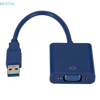 Best3c อะแดปเตอร์เชื่อมต่อสายเคเบิล การ์ดจอภายนอก USB 3.0 เป็น VGA หลายจอแสดงผล สําหรับ Win 7 8 10 คอมพิวเตอร์ แล็ปท็อป HDTV HD