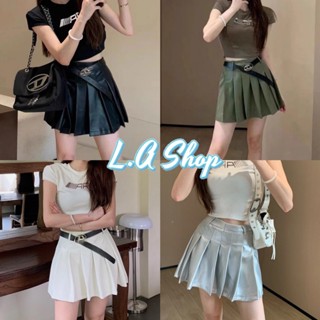 L.A Shop ​พร้อมส่ง กระโปรงหนังเอวสูง มีไซส์ SMLXL แถมเข็มขัดสไตล์Y2K  "2512" -NZ-XM