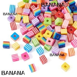 Banana1 ลูกปัดเรซิ่น ทรงสี่เหลี่ยม สีรุ้ง คละสี 8x9 มม. สําหรับงานฝีมือ 200 ชิ้น