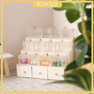 [Kokiya] ชั้นวางผักผลไม้ แบบไม้ พร้อมกล่องใส 12 ชิ้น และเฟอร์นิเจอร์ สําหรับตกแต่งบ้านตุ๊กตา 1:12