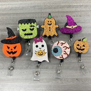 Halloween ที่ห้อยบัตรพนักงาน บัตรนักเรียน Easy-to-Rull Buckle Keychain Retractable ID Badge Holder